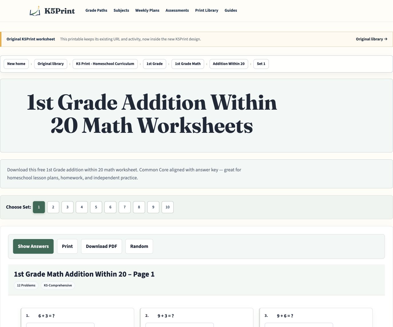 Preview of an addition worksheet