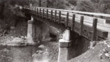 Bridge 'glu-lam' timbers with concrete piers, Middle Fork of Applegate
