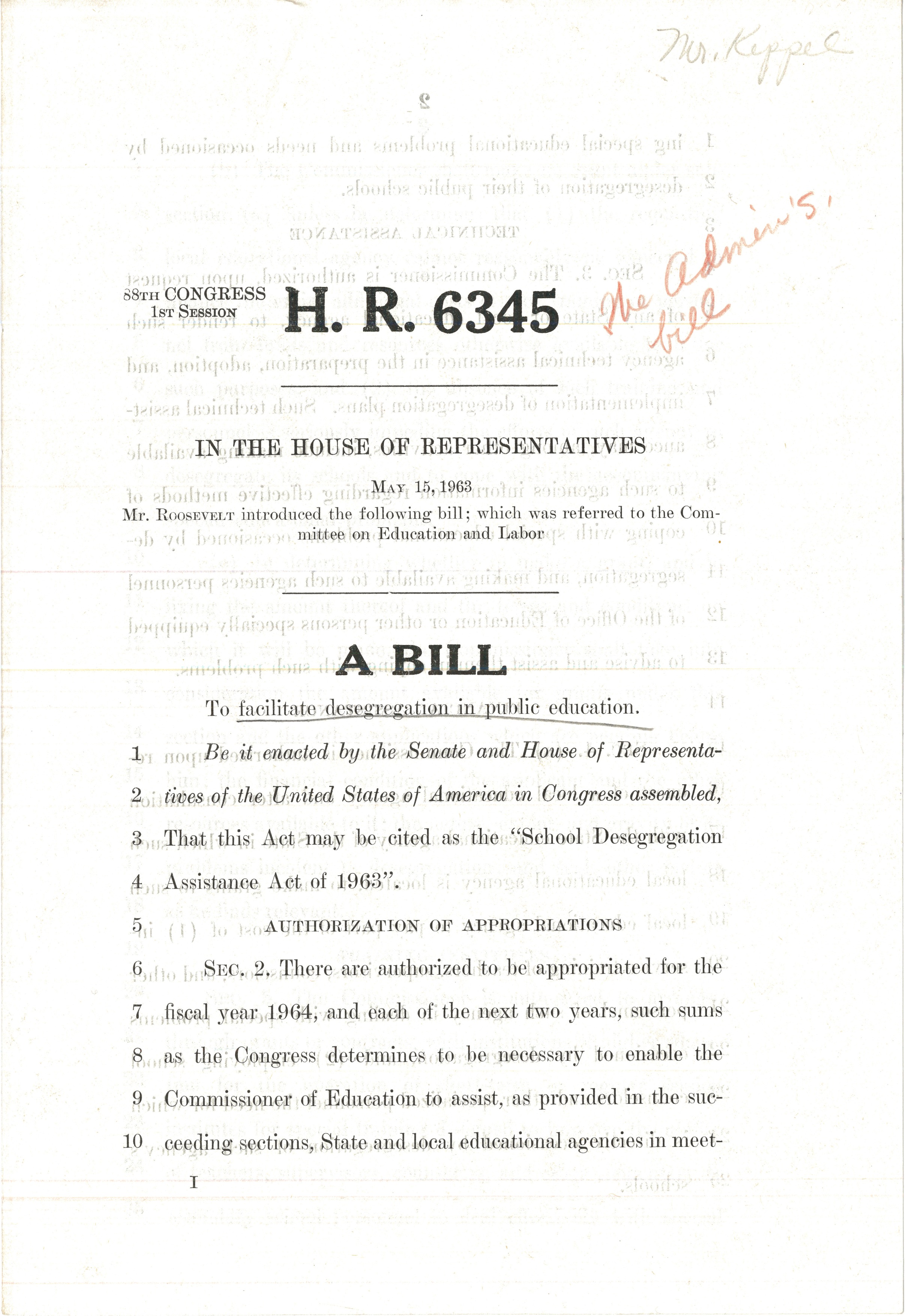 H.R. 6345 A Bill to Facilitate Desegregation in Public Education