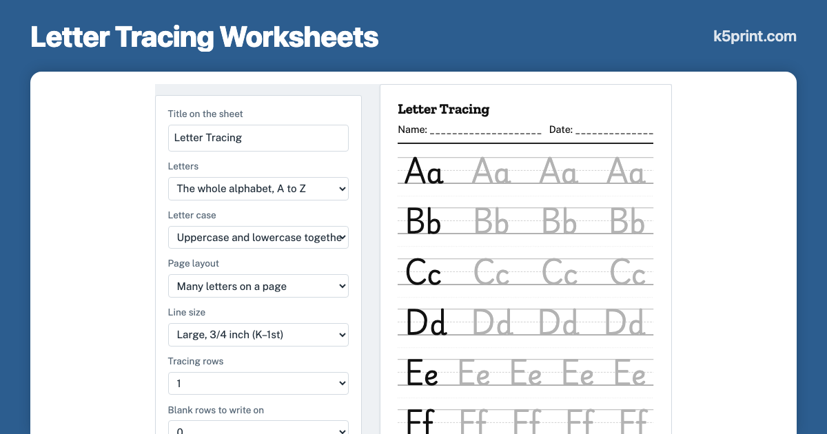 Letter Tracing — Free Printable Alphabet Tracing Worksheets