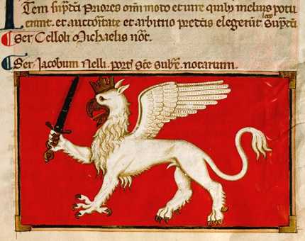 Perugia griffin, in a medieval Latin document.