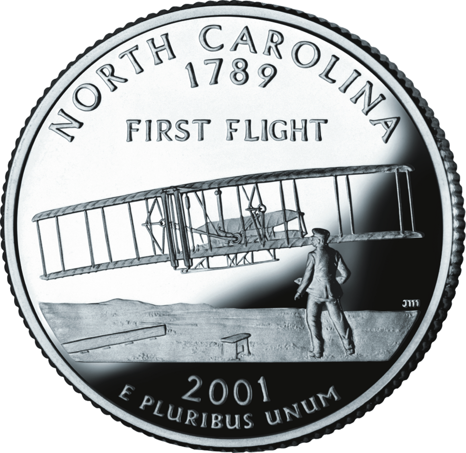 Kitty Hawk, 1903, on a 2001 coin