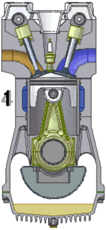 An animation showing a four-stroke engine running.