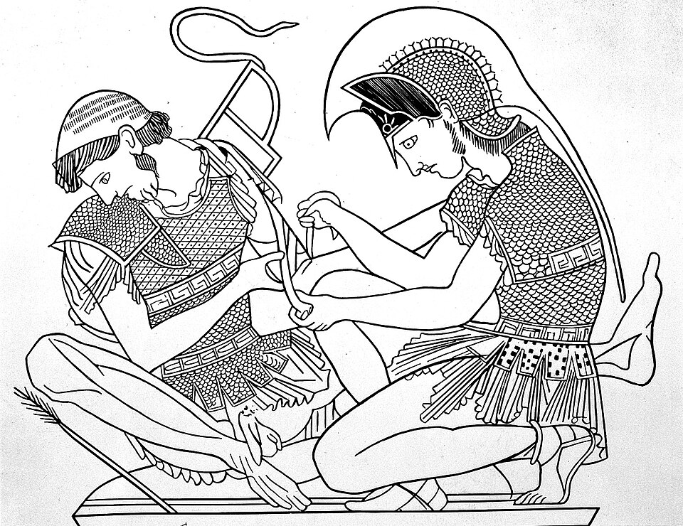 Achilles binding the wounds of his friend Patroclos Wellcome L0028166