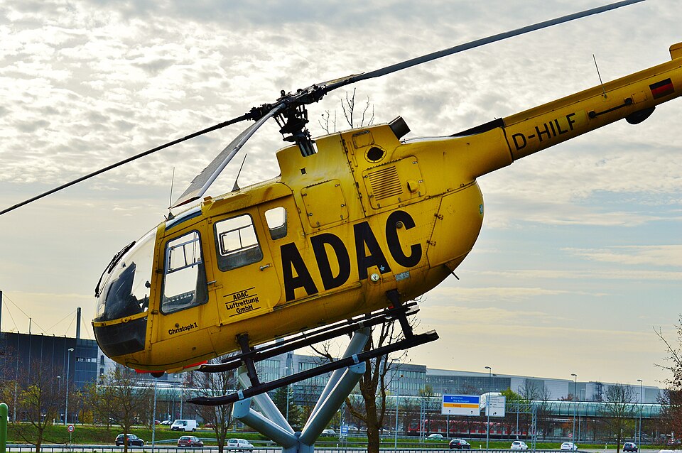 Rescue helicopter in Munich airport