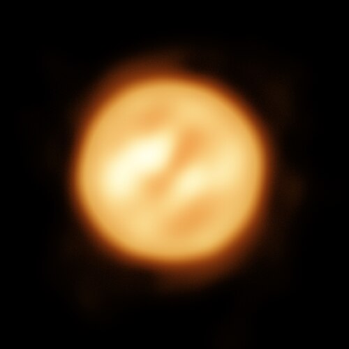Reconstructed view of the surface of the star Antares in the constellation of Scorpius