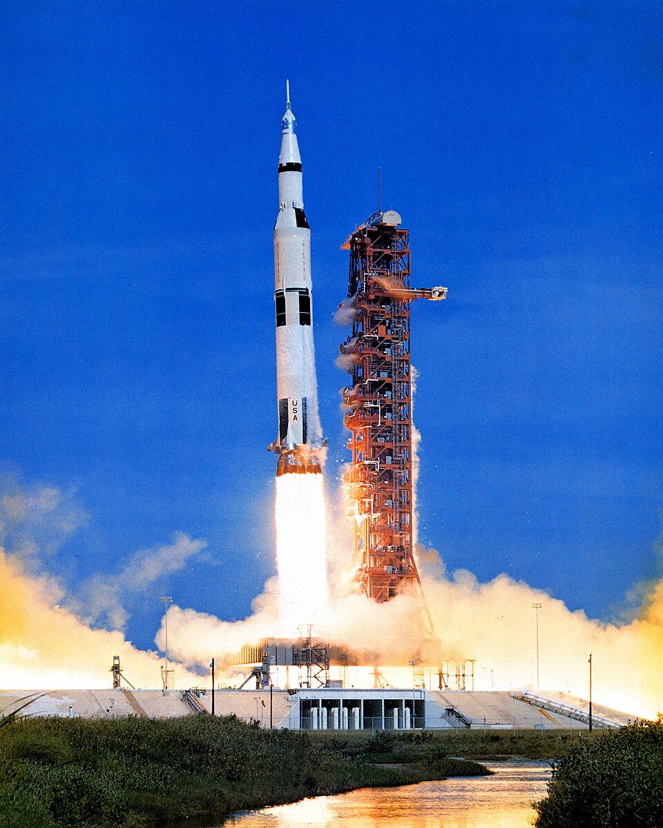 Jets of hot gas push a rocket