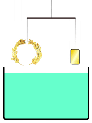 Archimedes may have used his principle of buoyancy to determine whether the golden crown was less dense than solid gold.