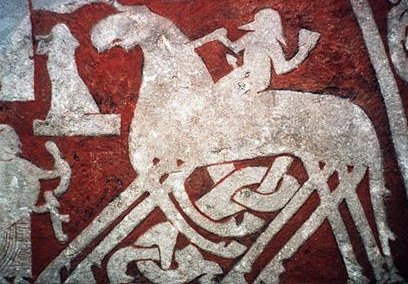 Odin riding on Sleipnir (Ardre image stone, 8th century)