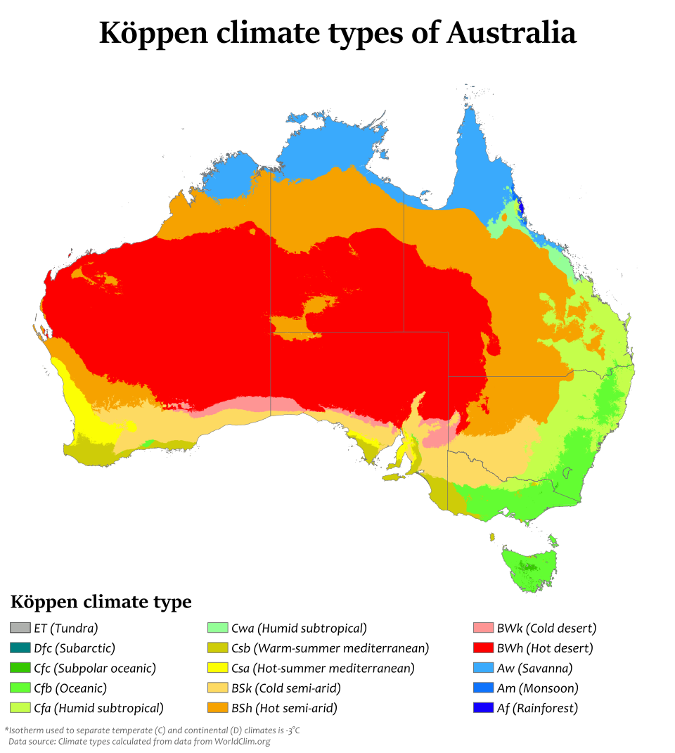 Köppen climate types of Australia