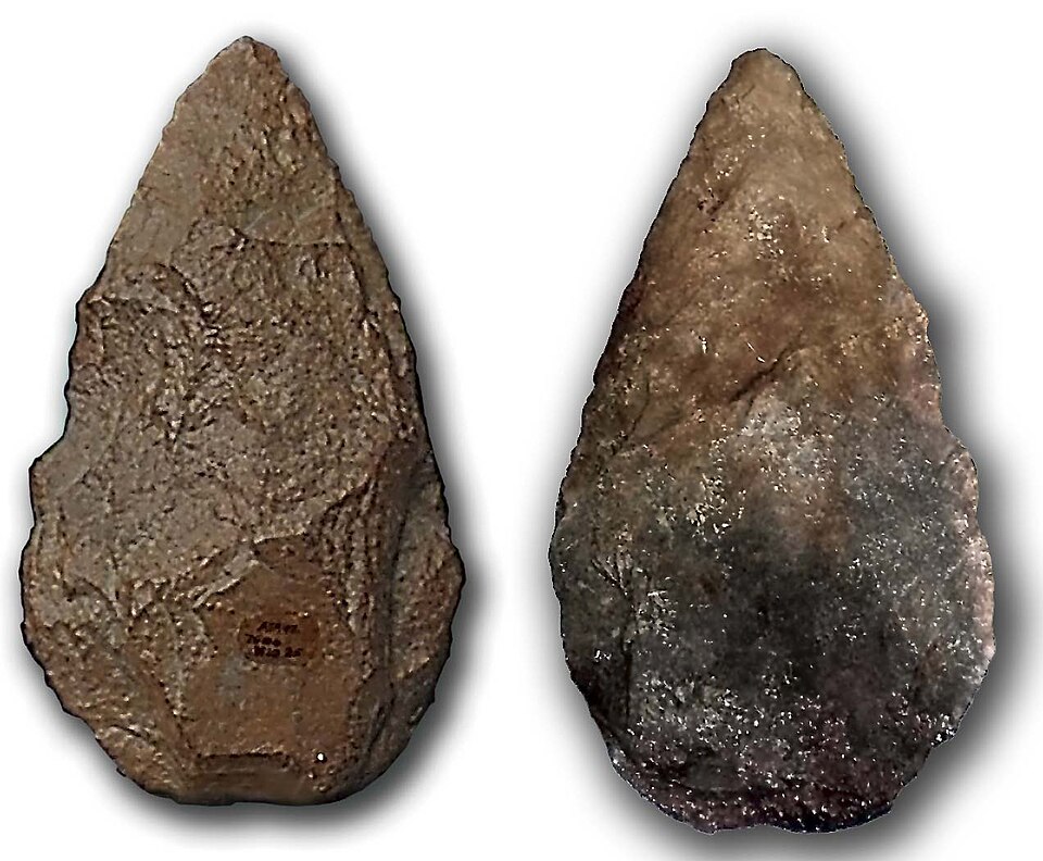 Two sides of a stone hand axe: Spain 350kya