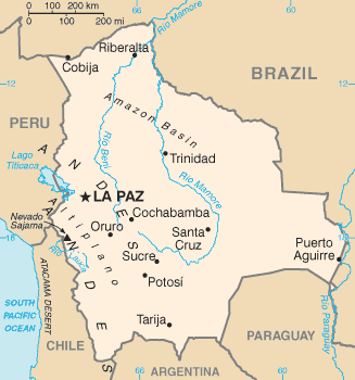 Map of Bolivia from the CIA World Factbook