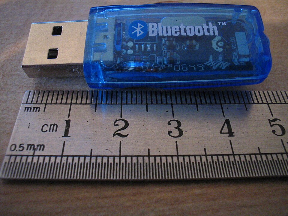 USB adapters such as this one allow some Personal computers to communicate via Bluetooth
