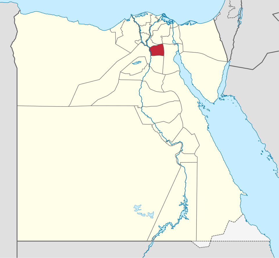 A map of Egypt. Cairo Governorate is in red.