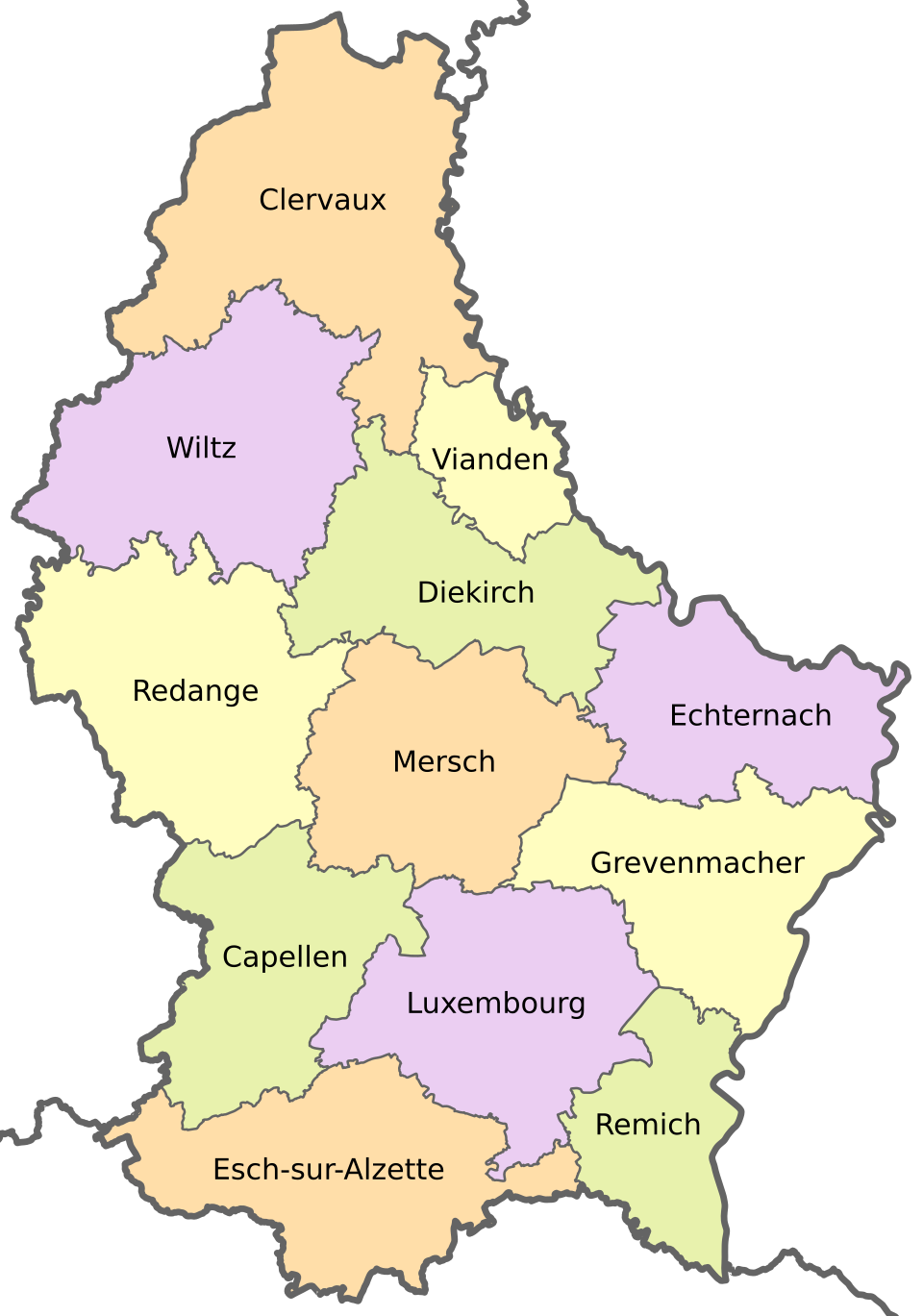 The cantons of Luxembourg