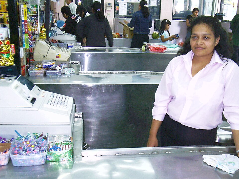 A cashier at her cash register.