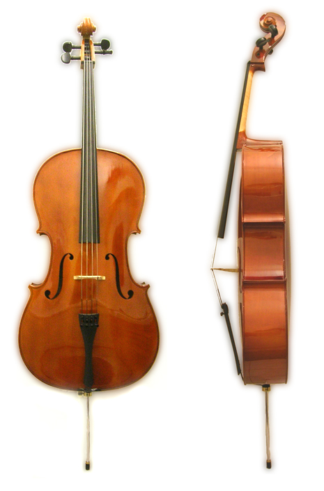 A cello from the front and side