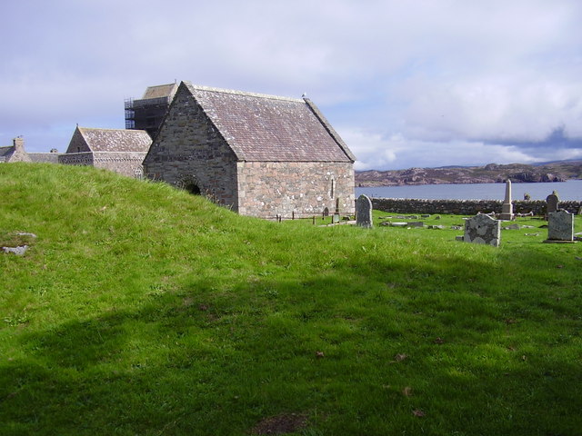 Chapel and mound - the burial place of kings on Iona. Many Scots, Irish and Norwegian kings are buried here