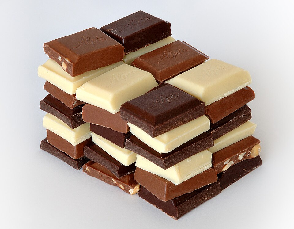 White, milk, and dark chocolate.