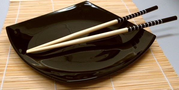 Japanese chopsticks on a dish