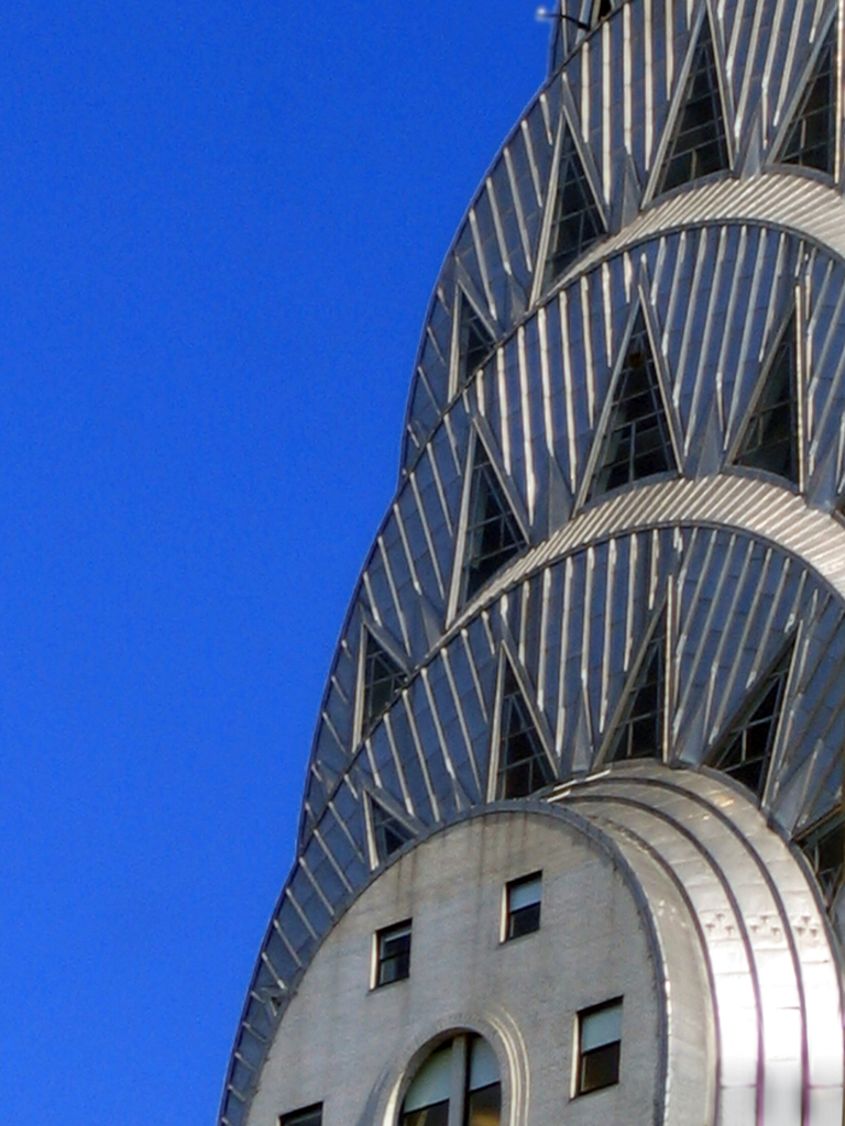 The pinnacle of New York's Chrysler Building, the world's tallest steel-supported brick building.