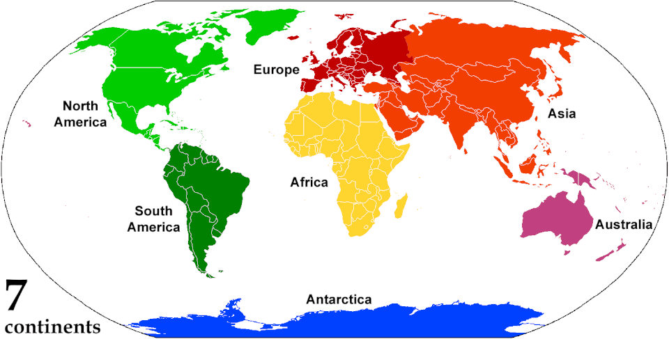Animated map showing the continent codes. North America South America Antarctica Africa Europe Asia Oceania