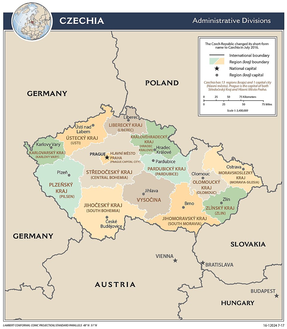 Regions with their administrative seats