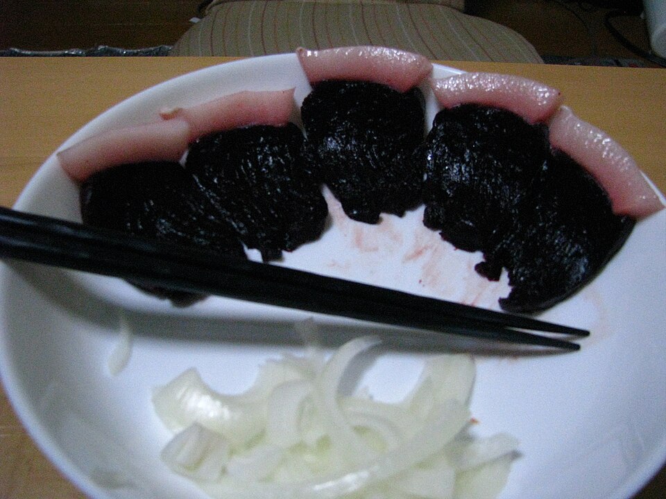 Plate of dolphin sashimi.