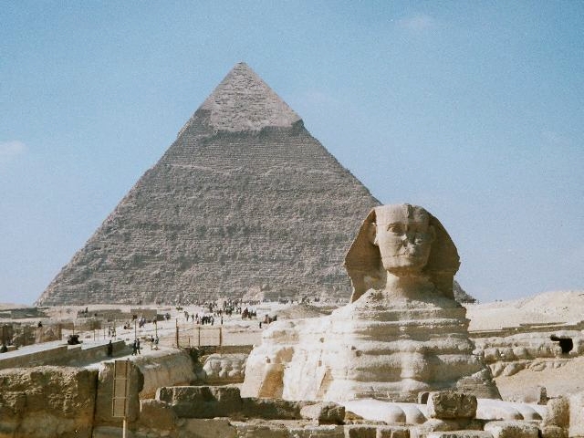 The Great Sphinx of Giza and Khafre's pyramid