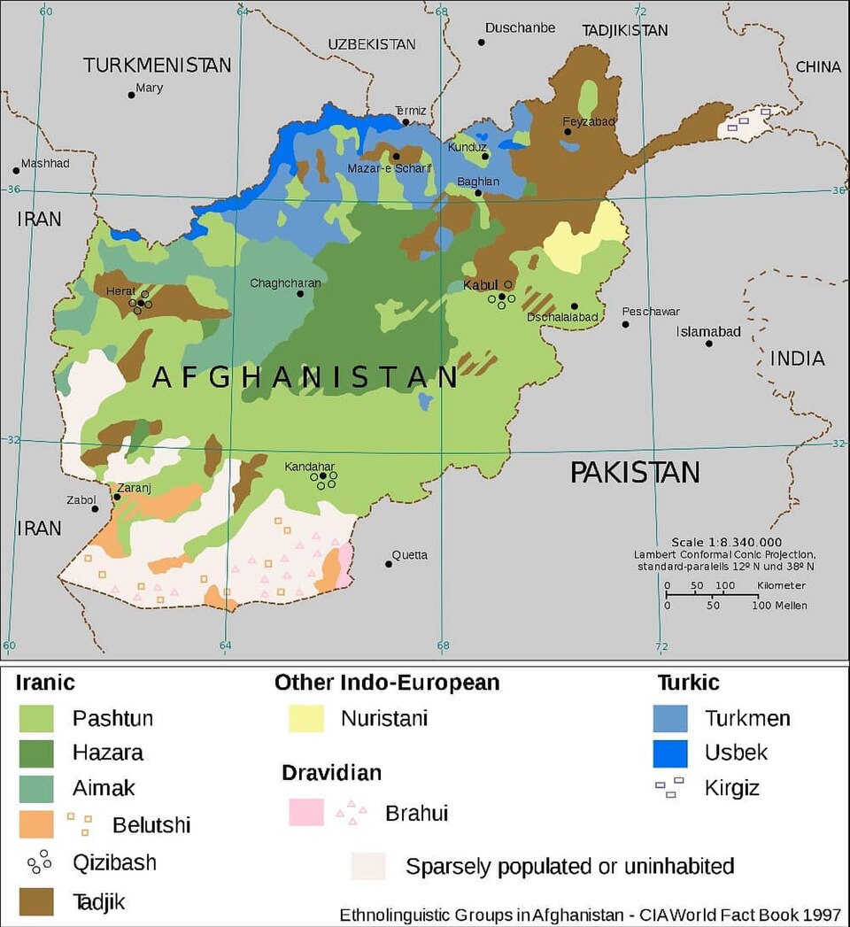 Ethno-linguistic map of Afghanistan 1997