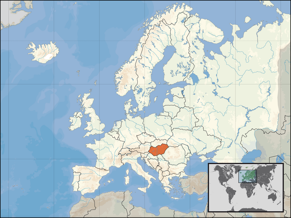 Location of Hungary in Europe