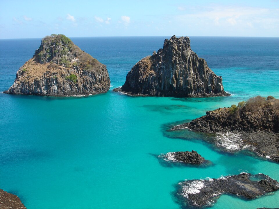 The islands of Fernando de Noronha, Brazil, are the visible parts of submerged mountains.