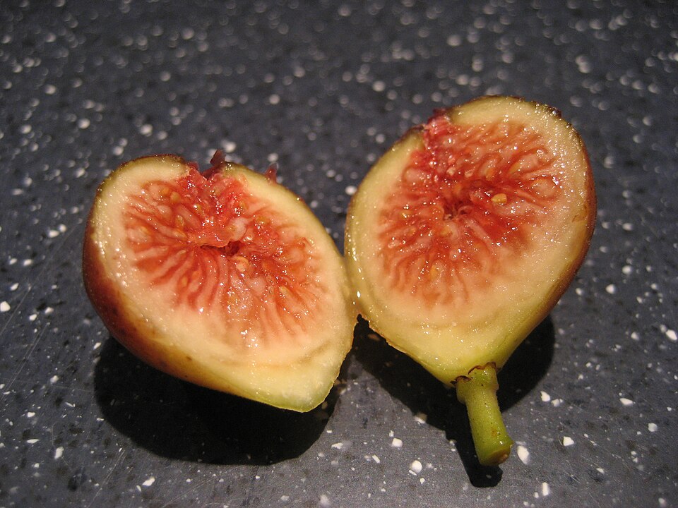 Inside of a ripe brown Turkish fig