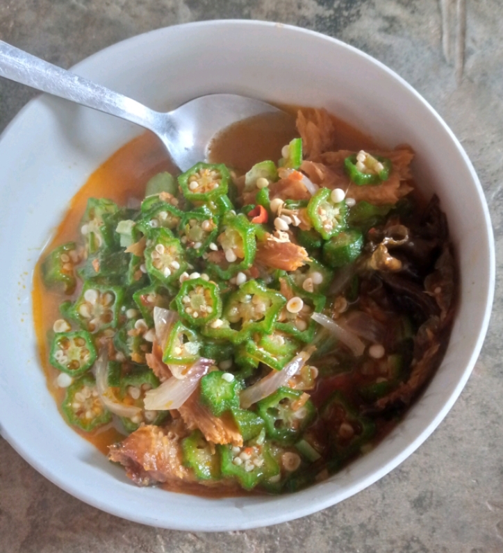 Okra soup in a bowl