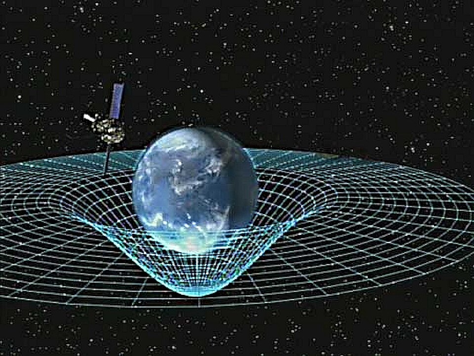 An illustration of the spacetime curvature caused by Earth.