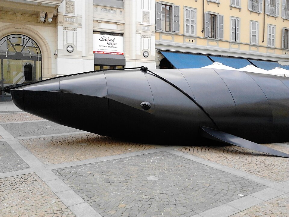 The sculpture Gaia and the Whale, in Monza, Italy