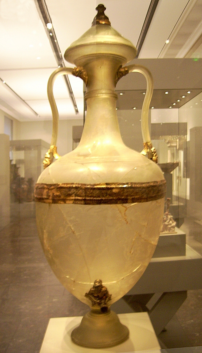 Ancient Greek glass amphora from the Hellenistic period.