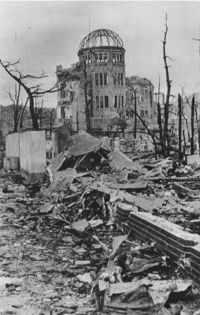 The Genbaku Dome in October 1945. Photograph by Shigeo Hayashi.