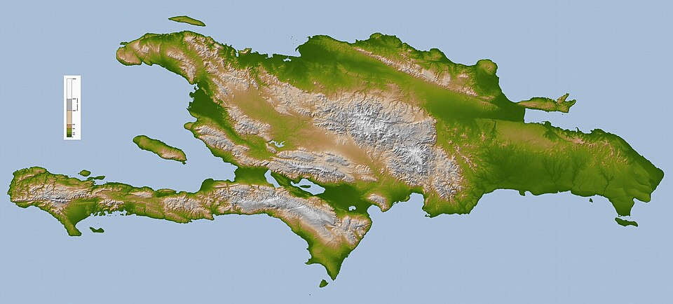 Topographic map of Hispaniola