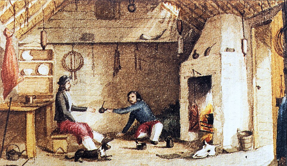 Gauchos from mainland South America, such as these two men having mate at Hope Place in East Falkland, influenced the local dialect.