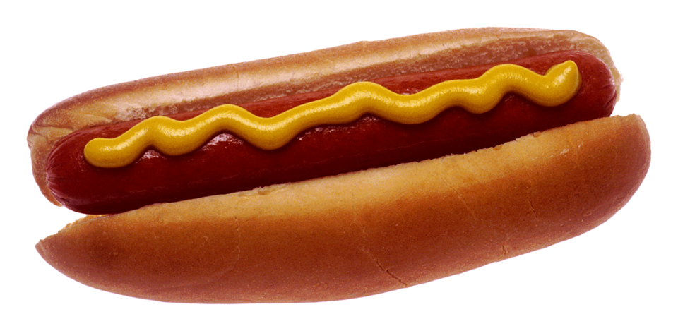 A hot dog with yellow mustard.