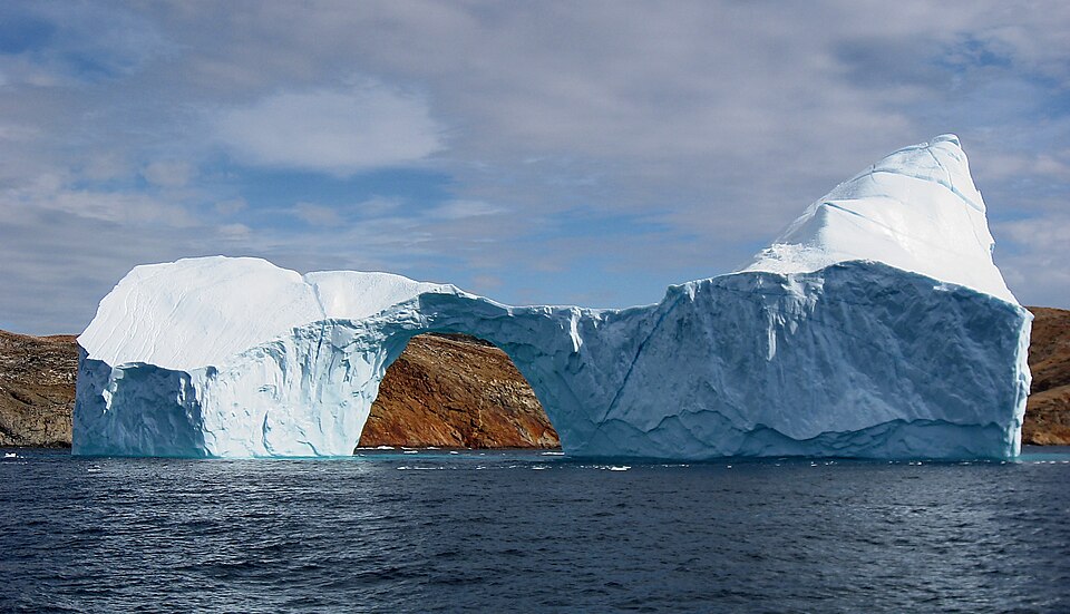 Water in three states: liquid (including the clouds, which are aerosols), solid (ice) and gas (water vapour)