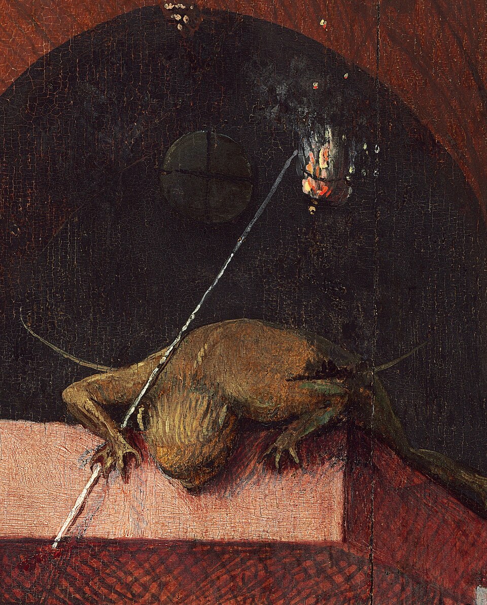 Detail from Death and the Miser, a painting by Hieronymus Bosch, in the National Gallery of Art, Washington, D.C.