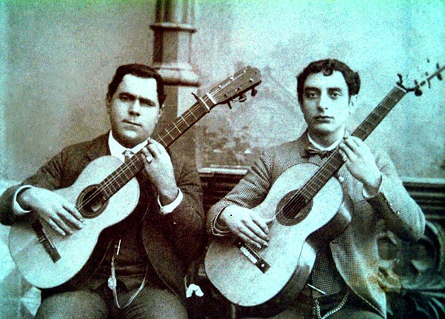 Luan Breva (left) and Paco de Lucena (right) Top flamenco guitarists, circa 1880.