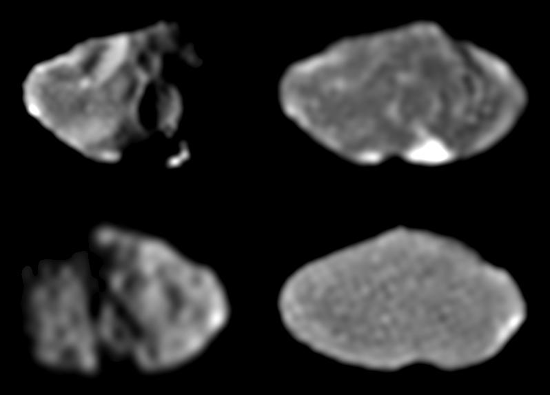 Galileo images showing Amalthea's irregular shape