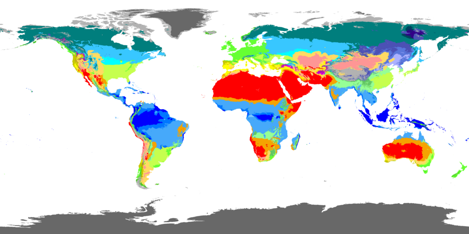 World Köppen-Geiger Climate Classification Map