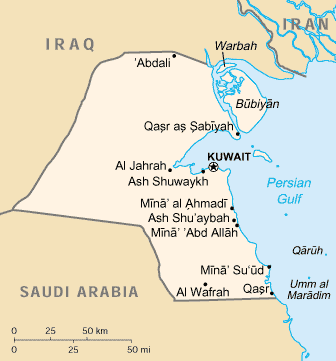 Map of Kuwait