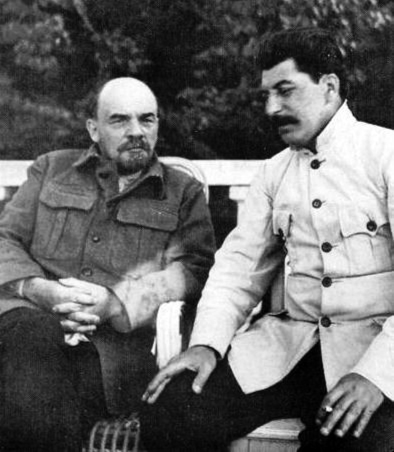 Stalin (right side) with Lenin (left side) in 1922