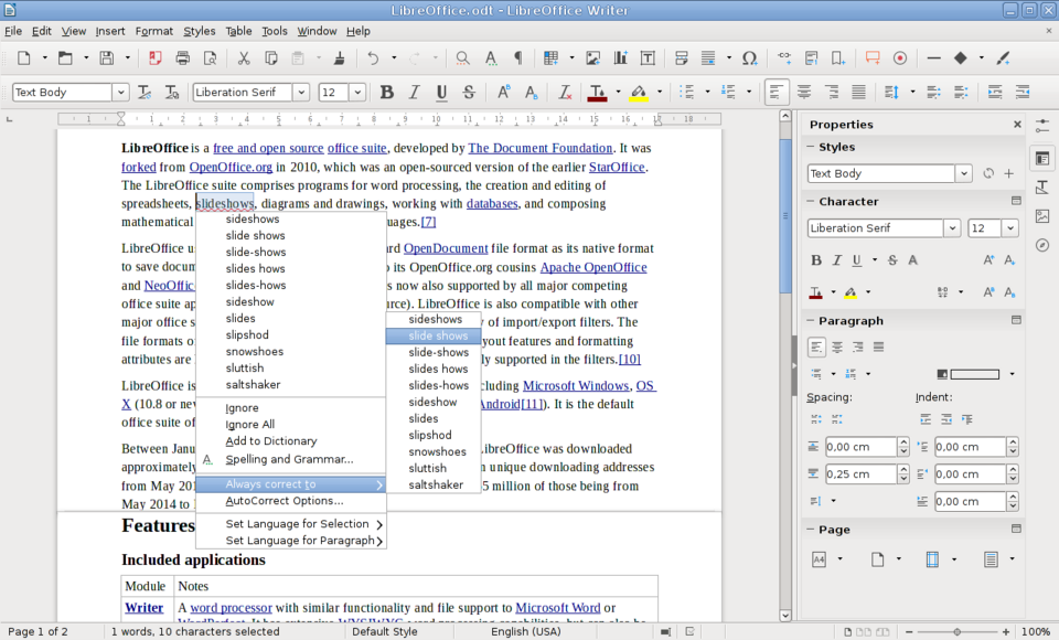 LibreOffice Writer, an example of software.