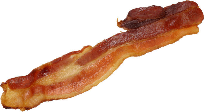A strip of pork bacon.
